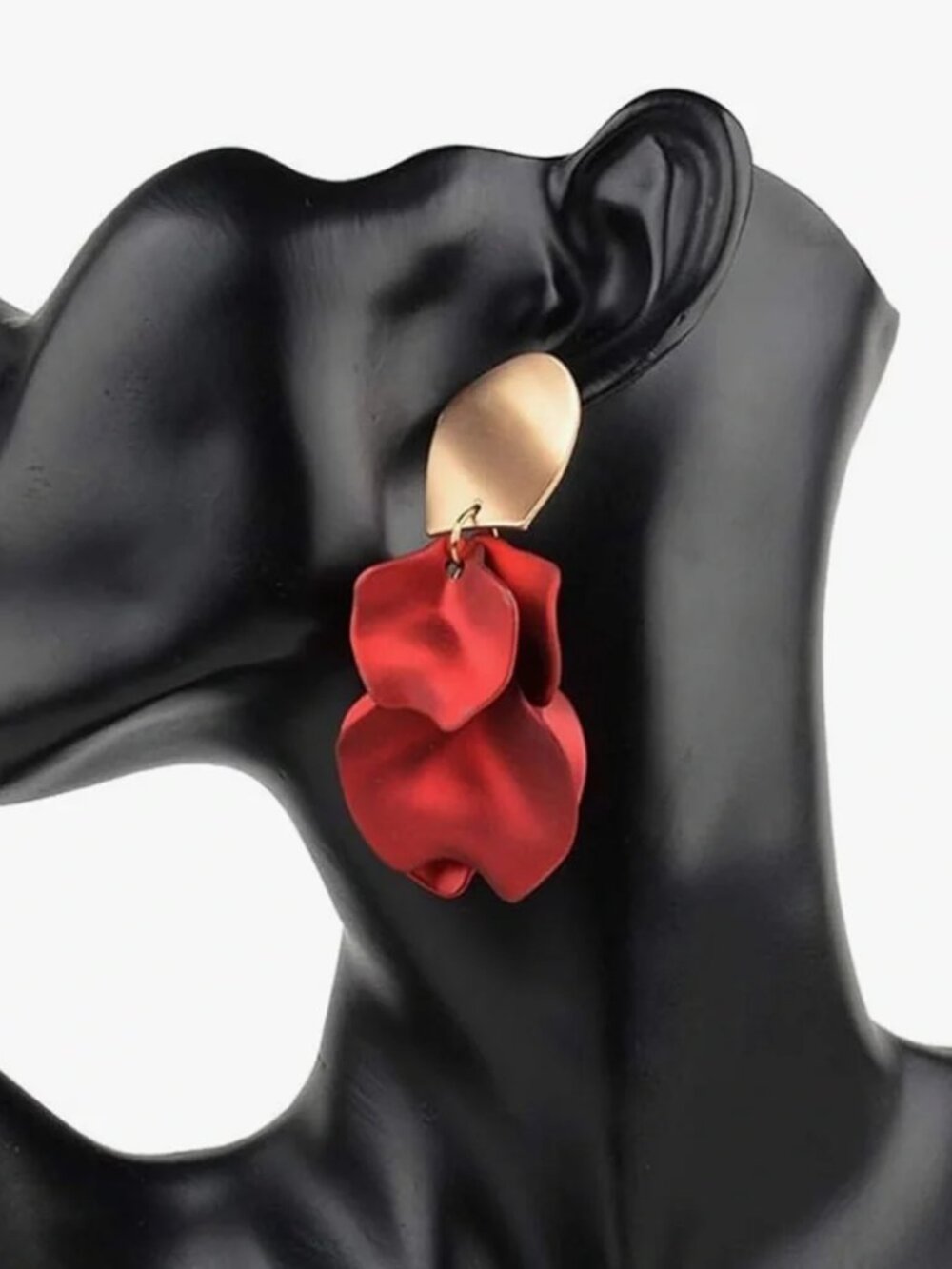 Red Petal Statement Earrings